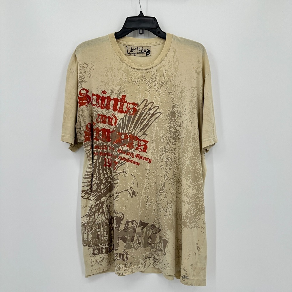Libertalia T-Shirt Mens XL Cream Saints And Sinners Grunge Anarchy Skate Street